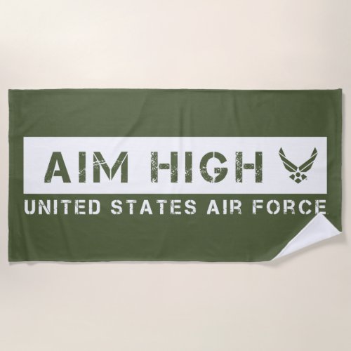 US Air Force  Aim High _ Green Beach Towel