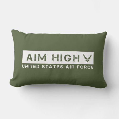 US Air Force  Aim High _ Green Lumbar Pillow