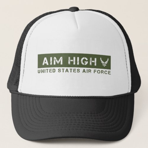 US Air Force  Aim High _ Green Trucker Hat