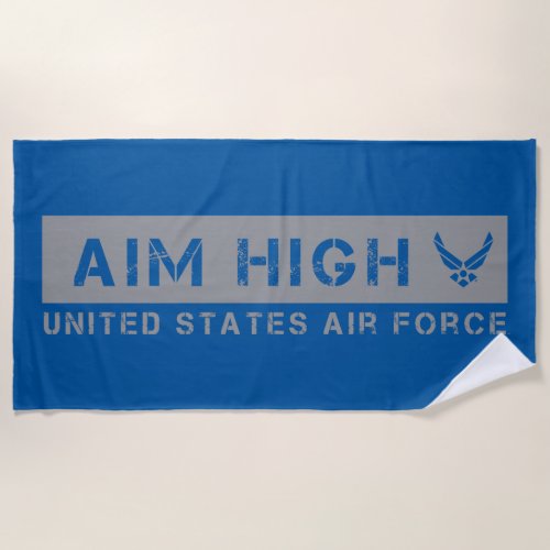 US Air Force  Aim High _ Grey Beach Towel