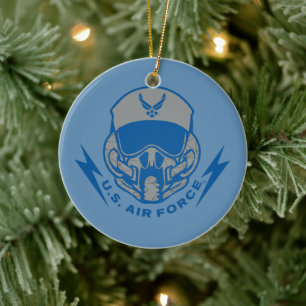 U.S. Air Force   Blue Helmet Ceramic Ornament