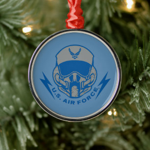 U.S. Air Force   Blue Helmet Metal Ornament