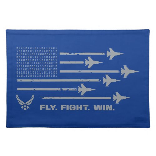US Air Force  Fly Fight Win _ Grey Cloth Placemat