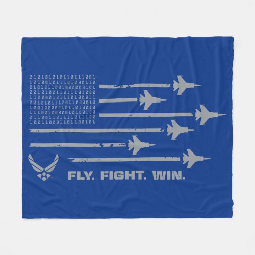 US Air Force  Fly Fight Win _ Grey Fleece Blanket