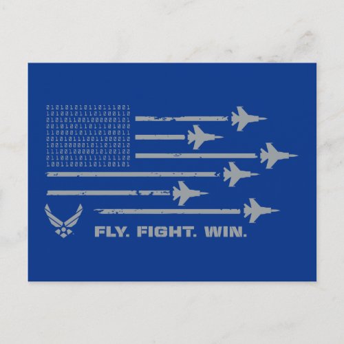 US Air Force  Fly Fight Win _ Grey Postcard