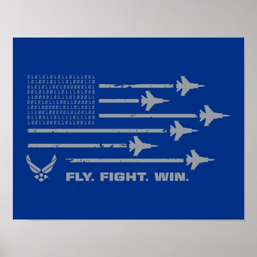 US Air Force  Fly Fight Win _ Grey Poster