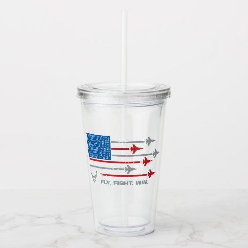 US Air Force  Fly Fight Win _ Red  Blue Acrylic Tumbler