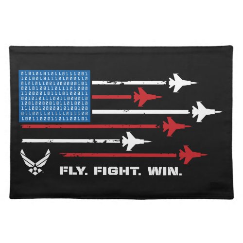 US Air Force  Fly Fight Win _ Red  Blue Cloth Placemat