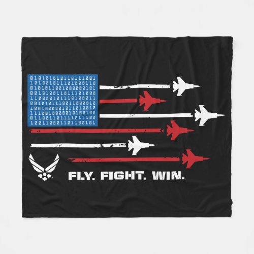 US Air Force  Fly Fight Win _ Red  Blue Fleece Blanket