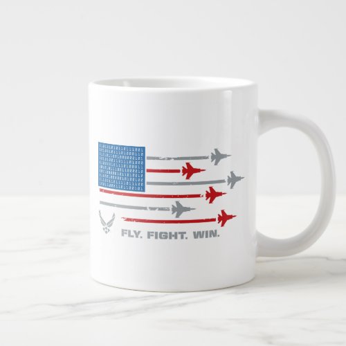 US Air Force  Fly Fight Win _ Red  Blue Giant Coffee Mug