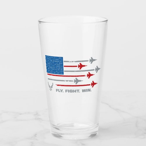 US Air Force  Fly Fight Win _ Red  Blue Glass