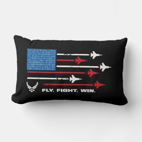 US Air Force  Fly Fight Win _ Red  Blue Lumbar Pillow