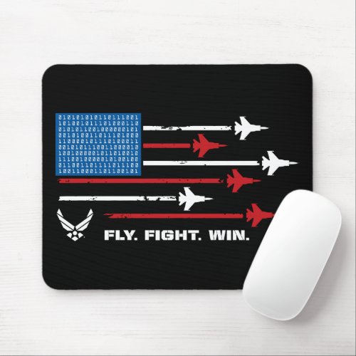 US Air Force  Fly Fight Win _ Red  Blue Mouse Pad