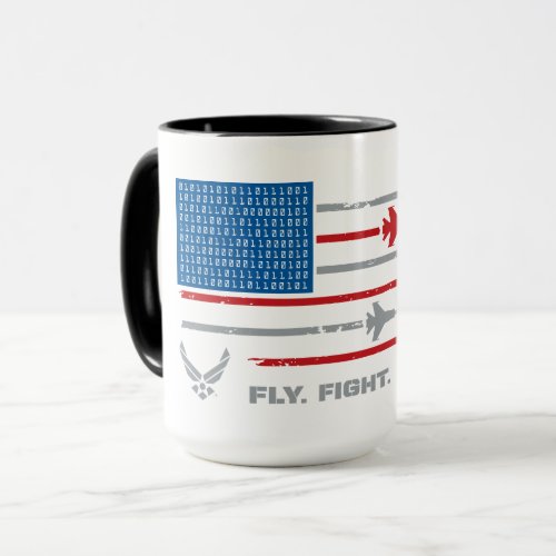 US Air Force  Fly Fight Win _ Red  Blue Mug