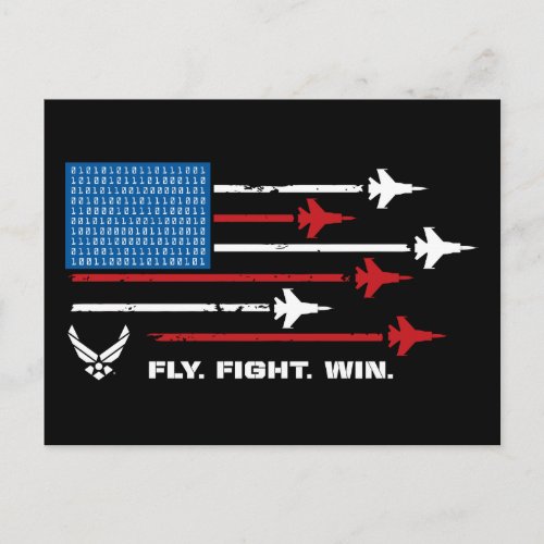 US Air Force  Fly Fight Win _ Red  Blue Postcard