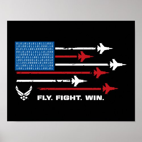 US Air Force  Fly Fight Win _ Red  Blue Poster