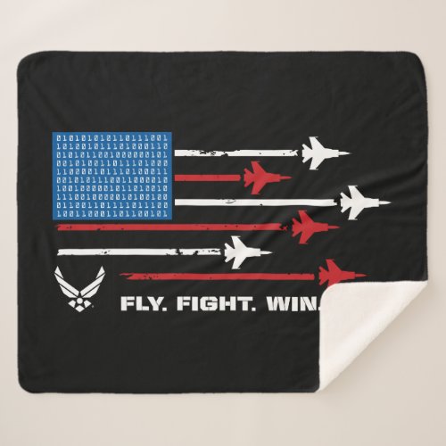 US Air Force  Fly Fight Win _ Red  Blue Sherpa Blanket