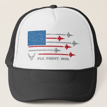 U.s. Air Force | Fly. Fight. Win - Red & Blue Trucker Hat by usairforce at Zazzle