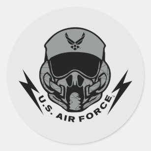 U.S. Air Force   Grey Helmet Classic Round Sticker