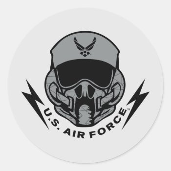 U.s. Air Force | Grey Helmet Classic Round Sticker by usairforce at Zazzle