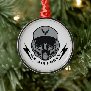 U.S. Air Force   Grey Helmet Metal Ornament