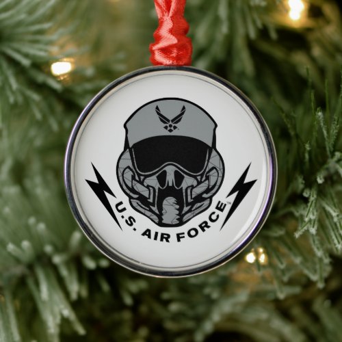 US Air Force  Grey Helmet Metal Ornament