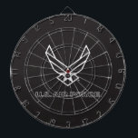 U.S. Air Force Logo - Black Dart Board<br><div class="desc">This design showcases the official U.S. Air Force logo on a striking blue background. Symbolizing pride,  dedication,  and service,  it’s a timeless and patriotic tribute to the United States Air Force and its rich tradition of excellence.</div>