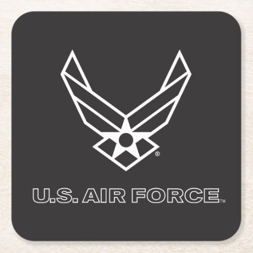 US Air Force Logo _ Black Square Paper Coaster