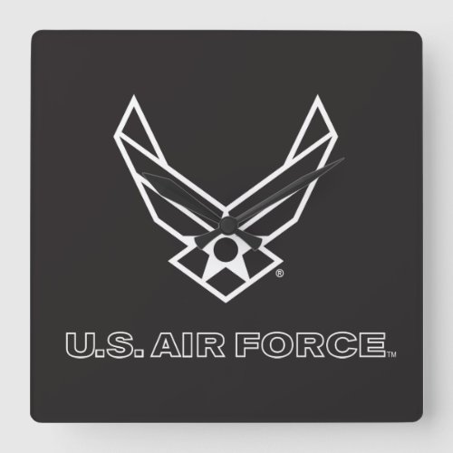 US Air Force Logo _ Black Square Wall Clock
