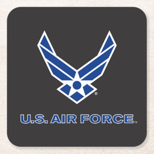 US Air Force Logo _ Blue Square Paper Coaster