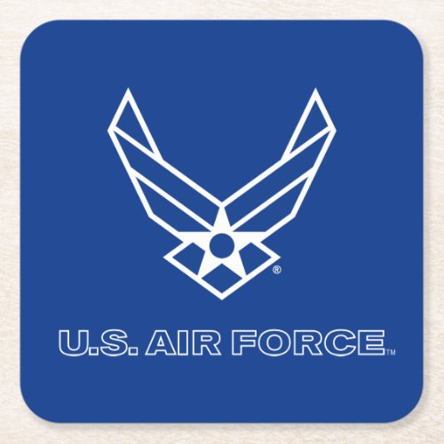 US Air Force Logo _ Blue Square Paper Coaster