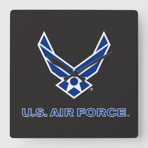 US Air Force Logo _ Blue Square Wall Clock
