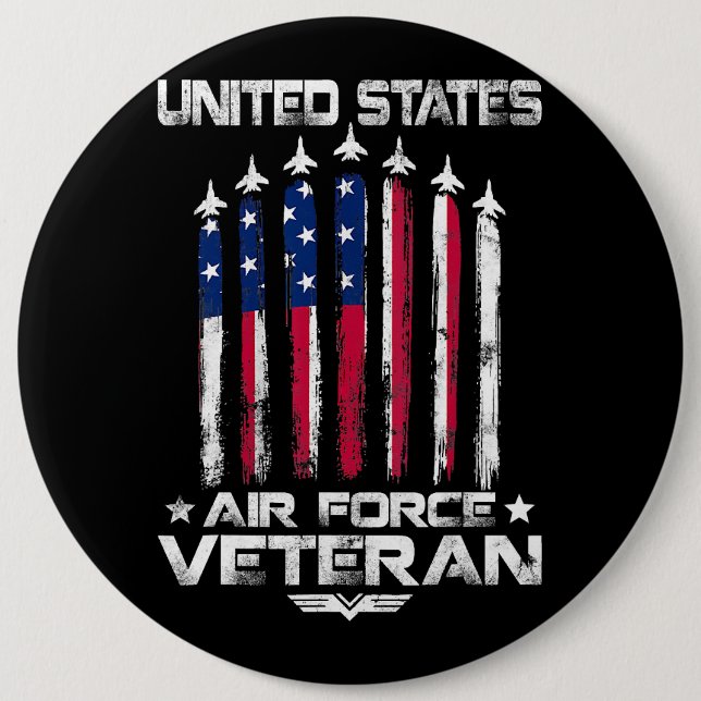 U.S Air Force US Veterans 4th of July T shirt Amer Button (Front)