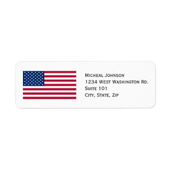 U.s. American Flag Custom Personalized Label by alleyshirts at Zazzle