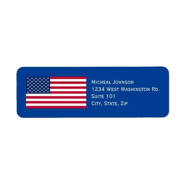 U.S. American Flag Custom Personalized Patriotic  Label (Front)