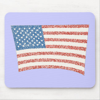 U S American flag in pointillism on mousepads