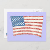 U S American Flag in pointillism, on postcards (Front/Back)