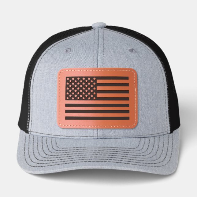 U.S. American Flag  Leather Patch Hat (Front)