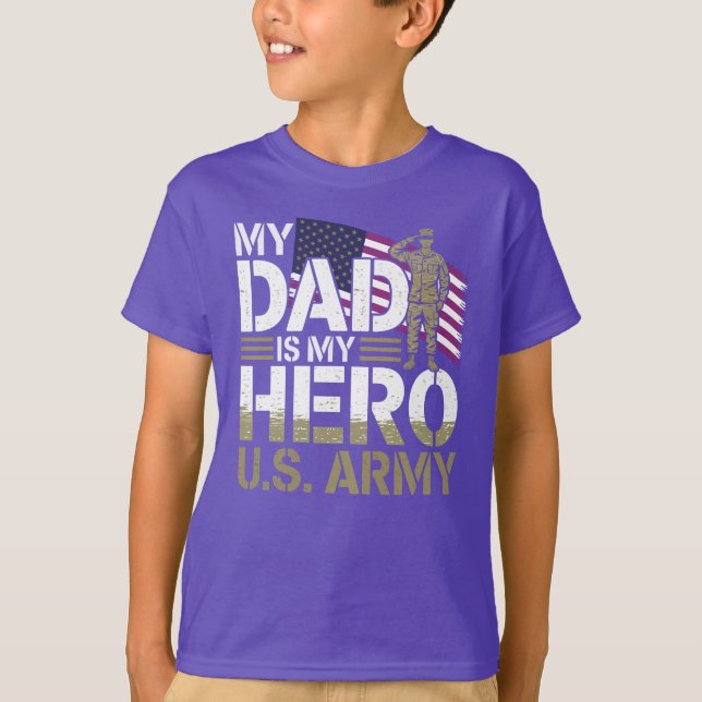 U.S. Army Kids - My Dad is My Hero T-Shirt (Front)