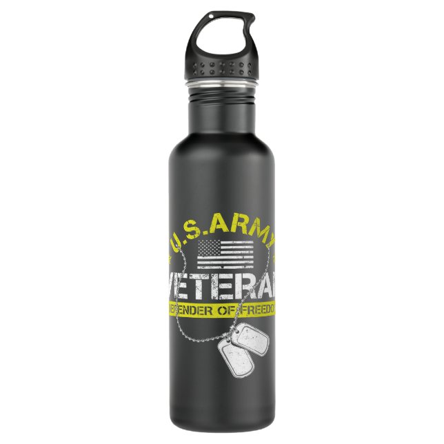 U.S. Army Proud Army veteran vet gifts 75 Stainless Steel Water Bottle (Front)