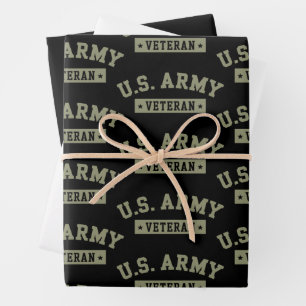 U.S. Army Veteran Veterans America American Flag Wrapping Paper Sheets