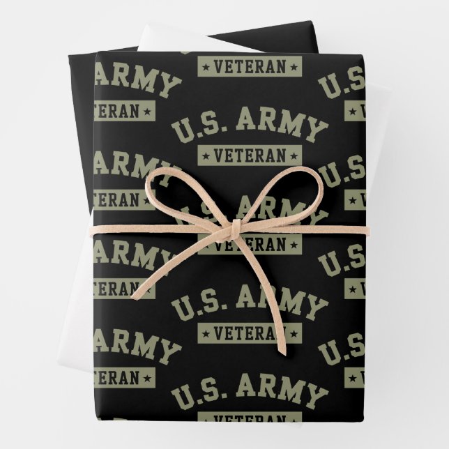 U.S. Army Veteran Veterans America American Flag Wrapping Paper Sheets (In situ)