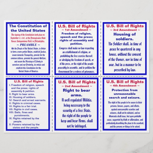 U.S. Bill of Rights Pocket Pamphlet Flyer (Front)