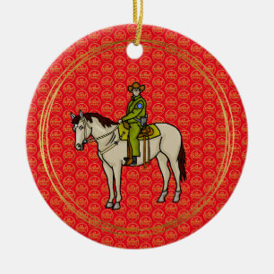 U.S. Border Agent on Horse Christmas Ornament