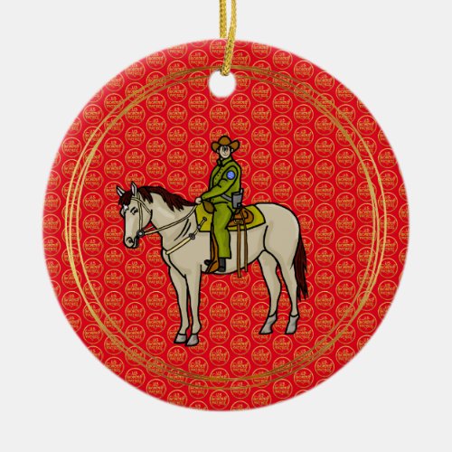 US Border Agent on Horse Christmas Ornament