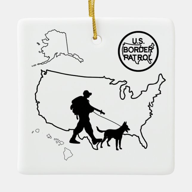 U.S. Border Patrol Silhouette Christmas Ornament (Front)