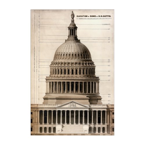 US Capitol Architectural Blueprint 1859 Acrylic Print