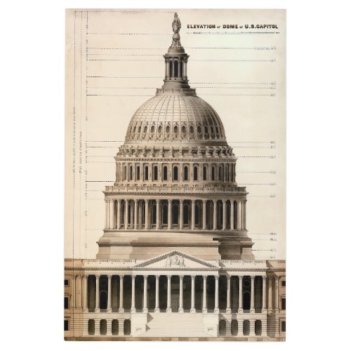 US Capitol Architectural Blueprint 1859 Metal Print