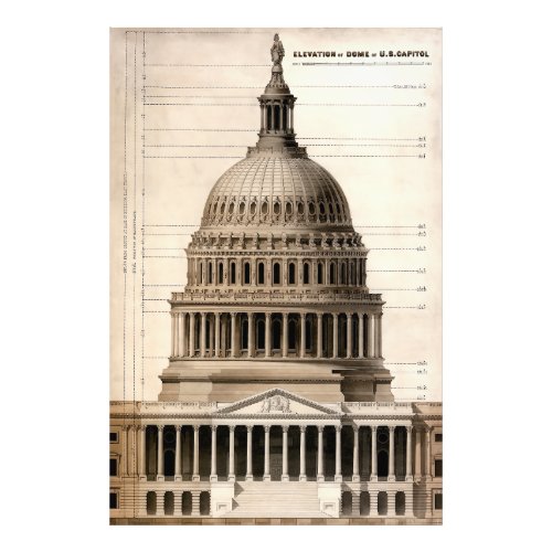 US Capitol Architectural Blueprint 1859 Photo Print