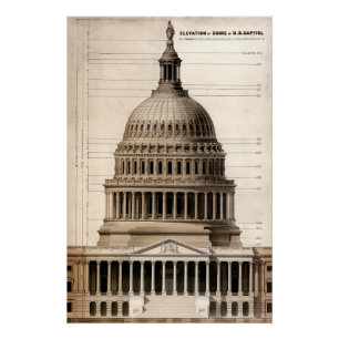 U.S. Capitol Architectural Blueprint 1859 Poster